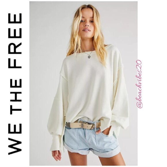 WE THE FREE BY FREE PEOPLE Camden Sweatshirt White XL NWOT - Picture 1 of 3